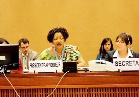 Prof Verene Shepherd Chairing the public Session of the Working group of Experts on People of African Descent at the United Nations in Geneva.